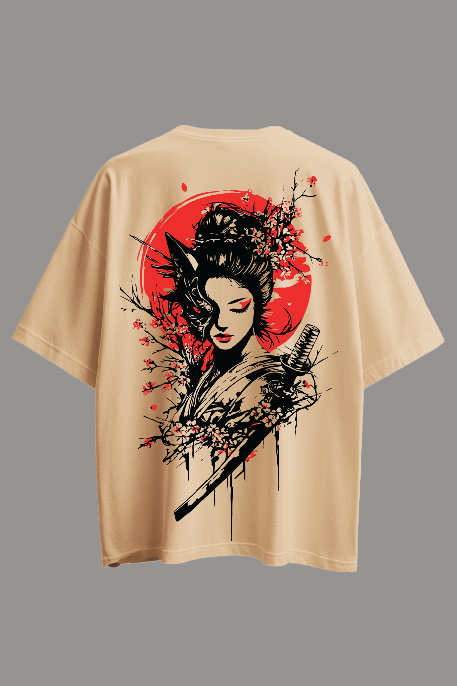 Oversized Anime T-Shirt -  Women with sword