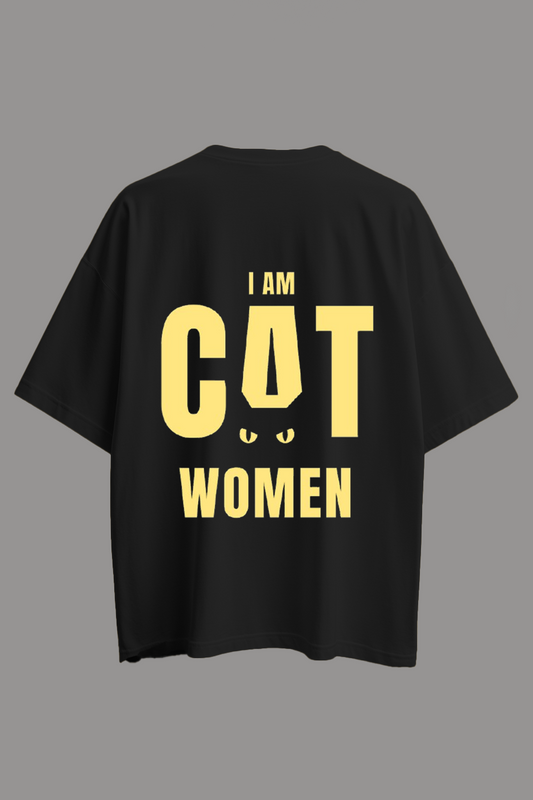 Oversized Animal T-Shirt - Cat Women