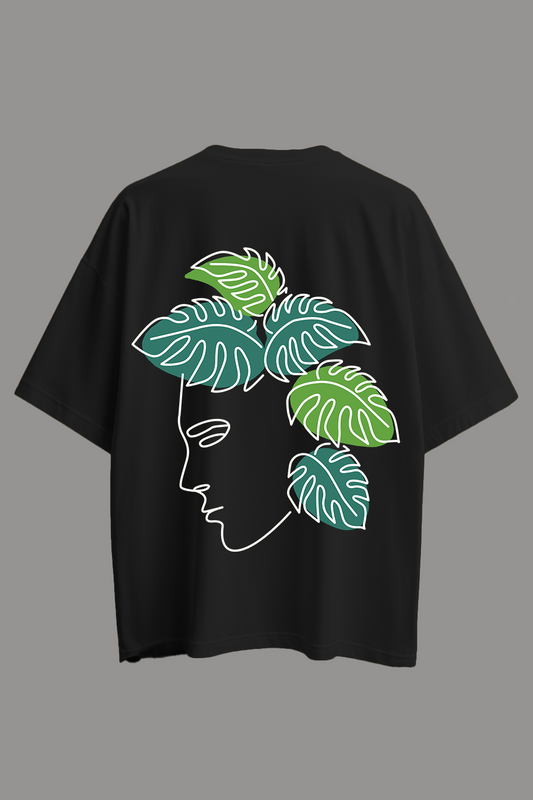 Oversized Nature Graphic T-Shirt – Botanical Hair Design