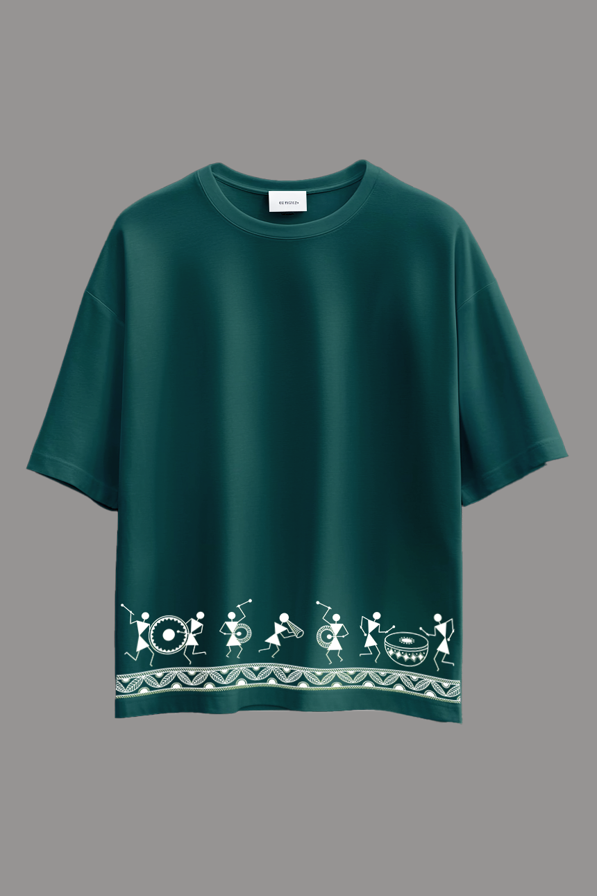 Oversized Warli T-Shirt – Music Wave