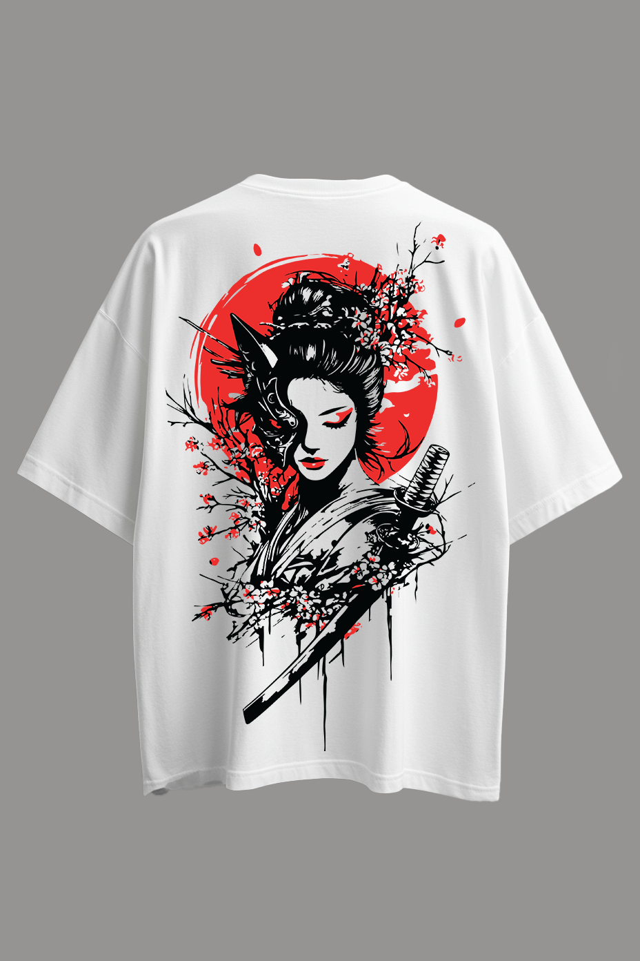 Oversized Anime T-Shirt -  Women with sword