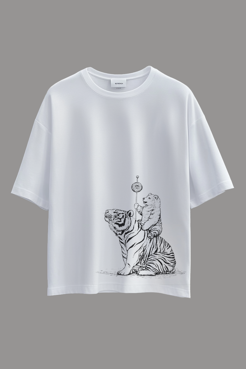 Cute Oversized Bear and Tiger T-Shirt